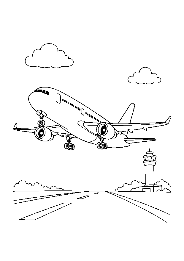 Passagierflugzeug beim Start: Ein großes Flugzeug hebt über der Startbahn ab.