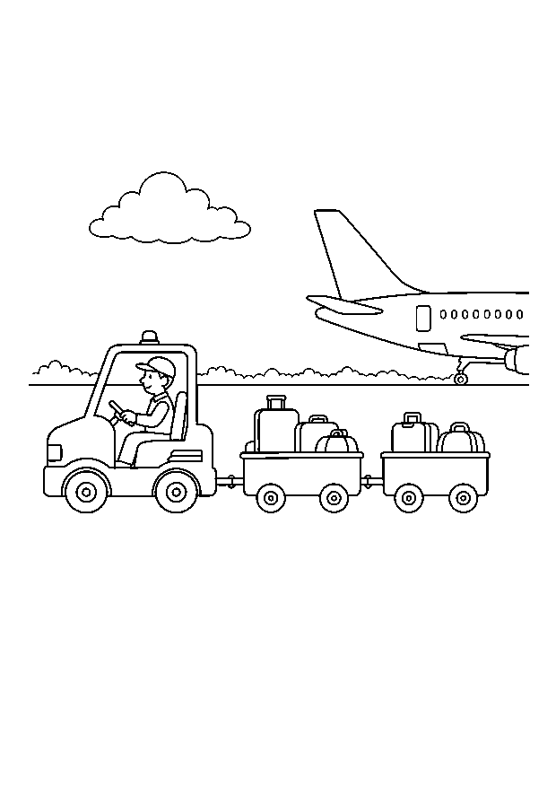 Gepäckwagen auf dem Vorfeld: Ein kleiner Schlepper zieht zwei Gepäckwagen zum Flugzeug.
